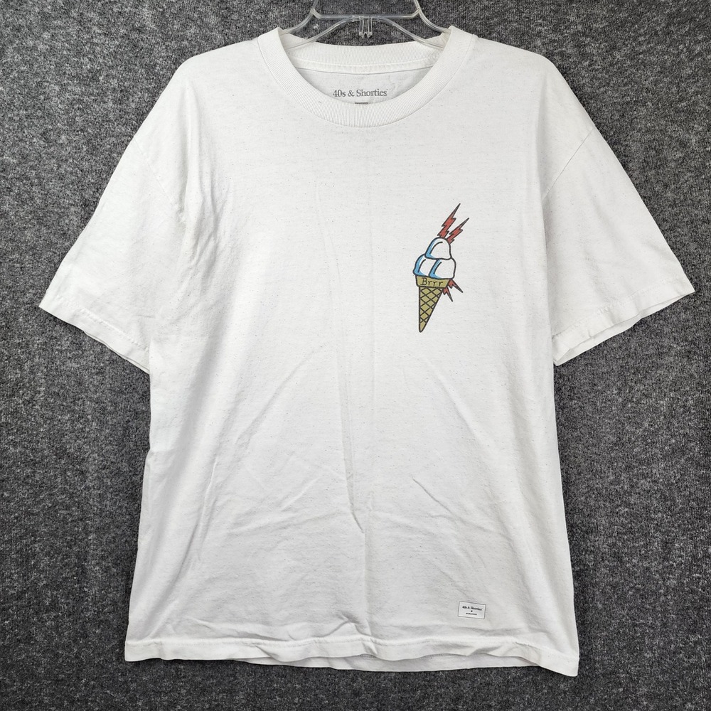 40s & Shorties Graphic T-Shirt Mens L White Gucci Mane Brrr Ice Cream Cone Tee